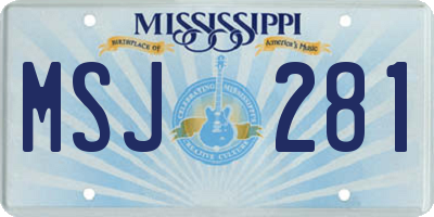 MS license plate MSJ281
