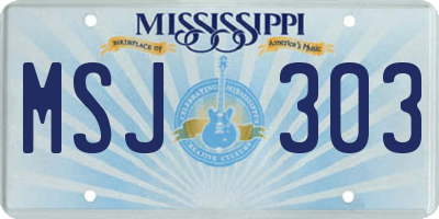 MS license plate MSJ303