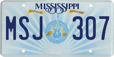 MS license plate MSJ307