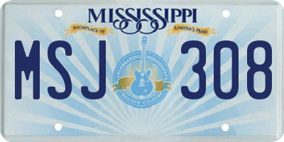 MS license plate MSJ308
