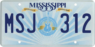 MS license plate MSJ312