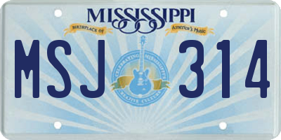 MS license plate MSJ314