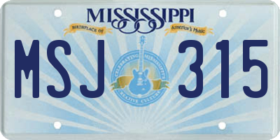MS license plate MSJ315