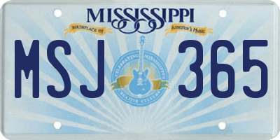 MS license plate MSJ365