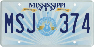 MS license plate MSJ374