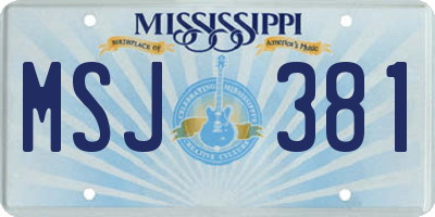 MS license plate MSJ381