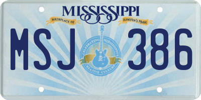 MS license plate MSJ386