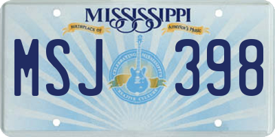 MS license plate MSJ398