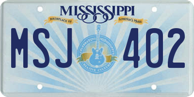 MS license plate MSJ402