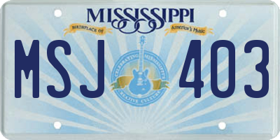 MS license plate MSJ403