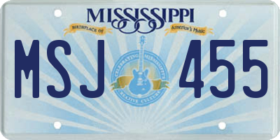 MS license plate MSJ455