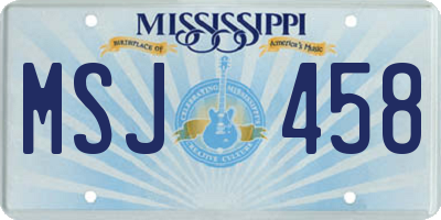 MS license plate MSJ458