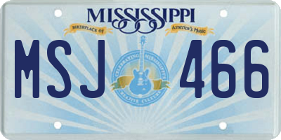 MS license plate MSJ466