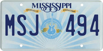MS license plate MSJ494