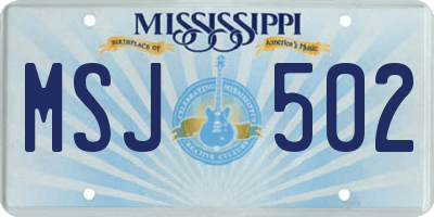 MS license plate MSJ502