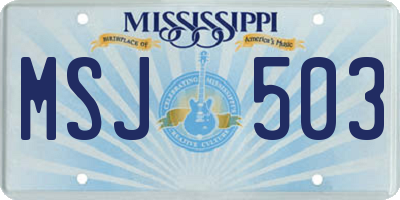 MS license plate MSJ503
