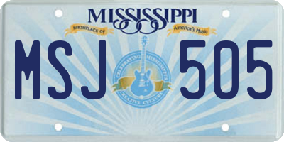 MS license plate MSJ505