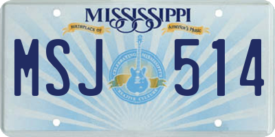 MS license plate MSJ514