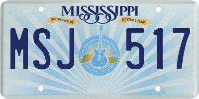 MS license plate MSJ517