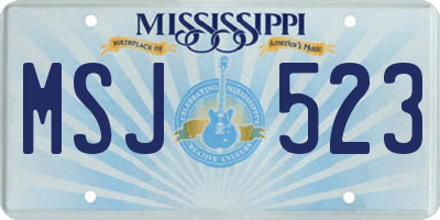 MS license plate MSJ523