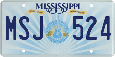 MS license plate MSJ524