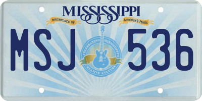 MS license plate MSJ536