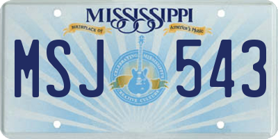 MS license plate MSJ543