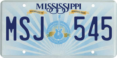 MS license plate MSJ545