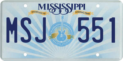 MS license plate MSJ551