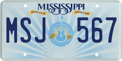 MS license plate MSJ567