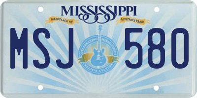 MS license plate MSJ580