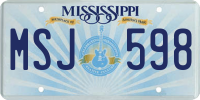 MS license plate MSJ598