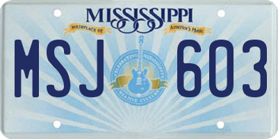 MS license plate MSJ603