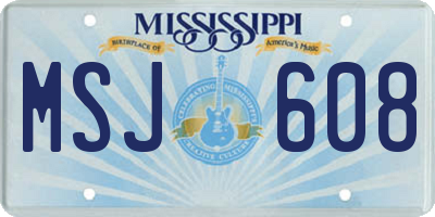 MS license plate MSJ608