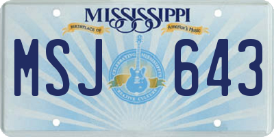 MS license plate MSJ643
