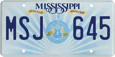 MS license plate MSJ645