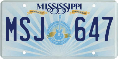 MS license plate MSJ647