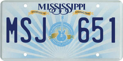 MS license plate MSJ651