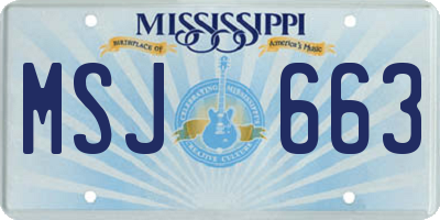 MS license plate MSJ663
