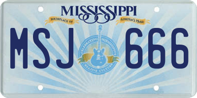MS license plate MSJ666