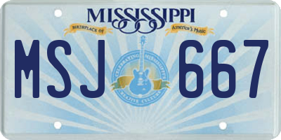 MS license plate MSJ667