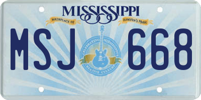 MS license plate MSJ668