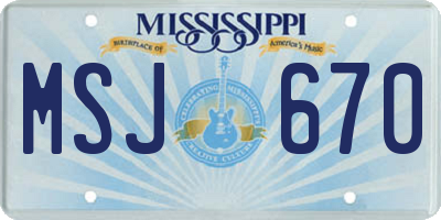 MS license plate MSJ670