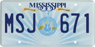 MS license plate MSJ671