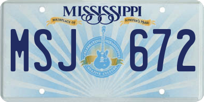 MS license plate MSJ672