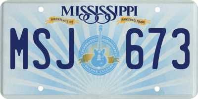 MS license plate MSJ673