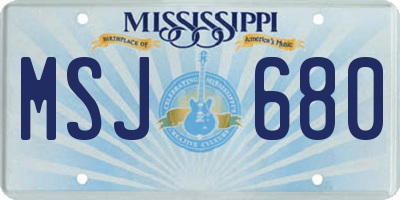MS license plate MSJ680