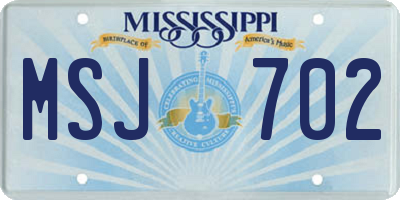 MS license plate MSJ702