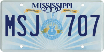 MS license plate MSJ707