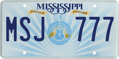 MS license plate MSJ777